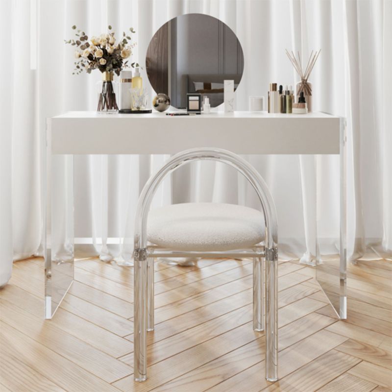Modern 29.53" H Clear Acrylic Vanity Table Set with Mirror and Stool in ...