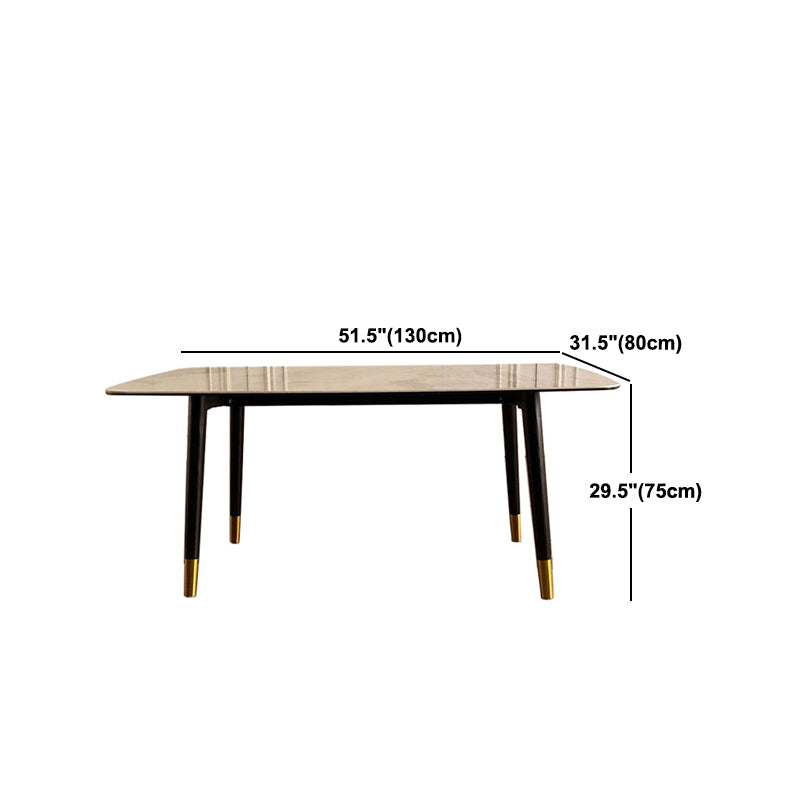 Rectangle Luxury Dining Table Grey Sintered Stone Top Table with 4 Legs