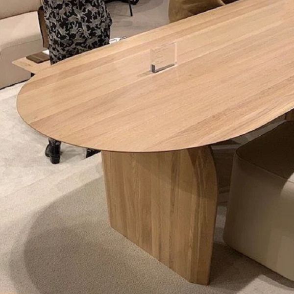 Oval Solid Wood Dining Table Modern Natural Furniture with Double ...