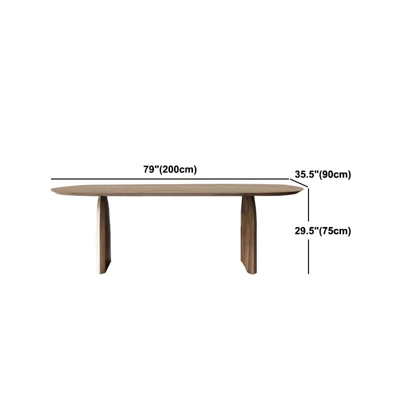 Oval Solid Wood Dining Table Modern Natural Furniture with Double ...