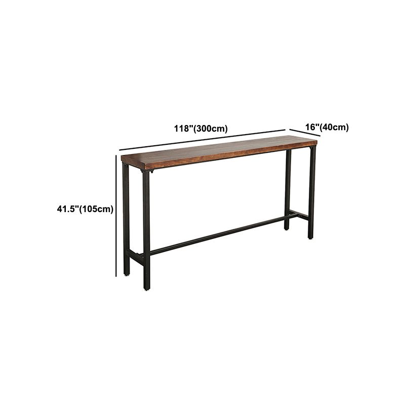 Industrial Brown Pub Table Rectangle Solid Wood Bar Height Table with ...