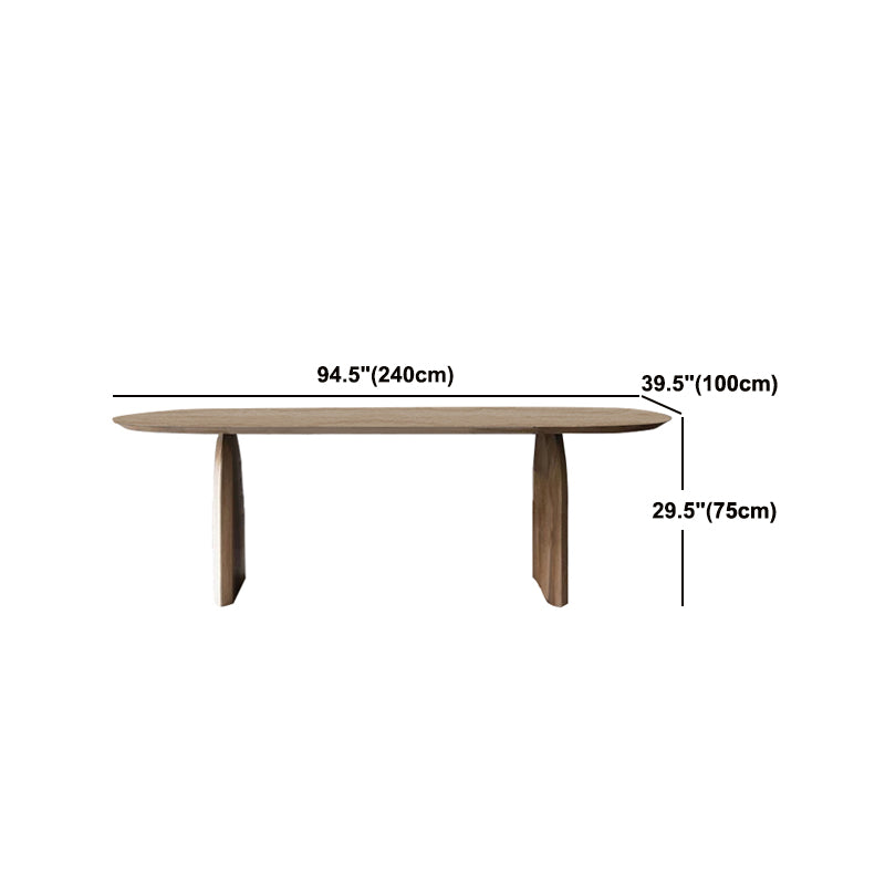 Oval Solid Wood Dining Table Modern Natural Furniture with Double ...