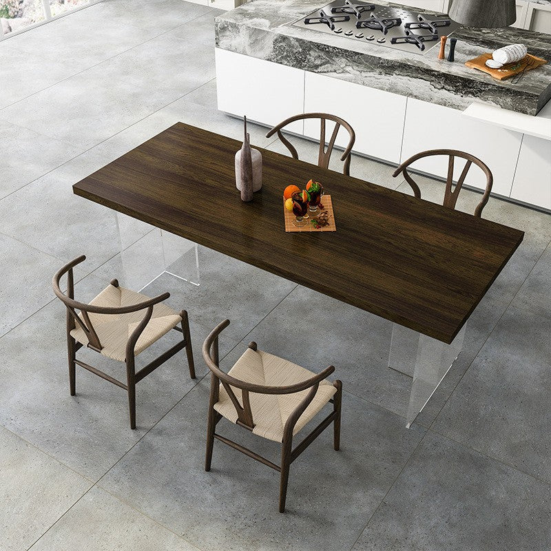 Solid Wood Double Pedestal Table Rectangle Modern Dining Room Kitchen Table